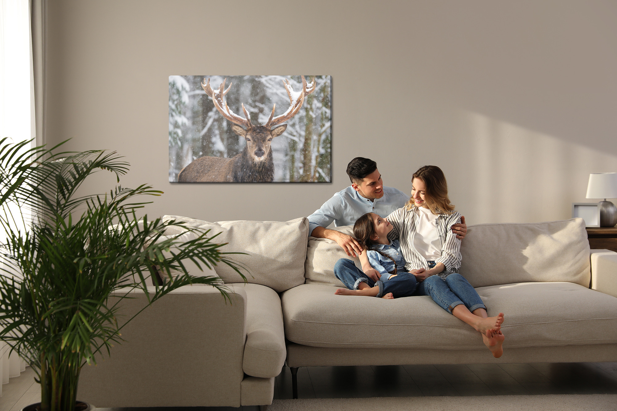 Forest canvas wall art: Deer in winter scenery – elegant living room decor - Image 8