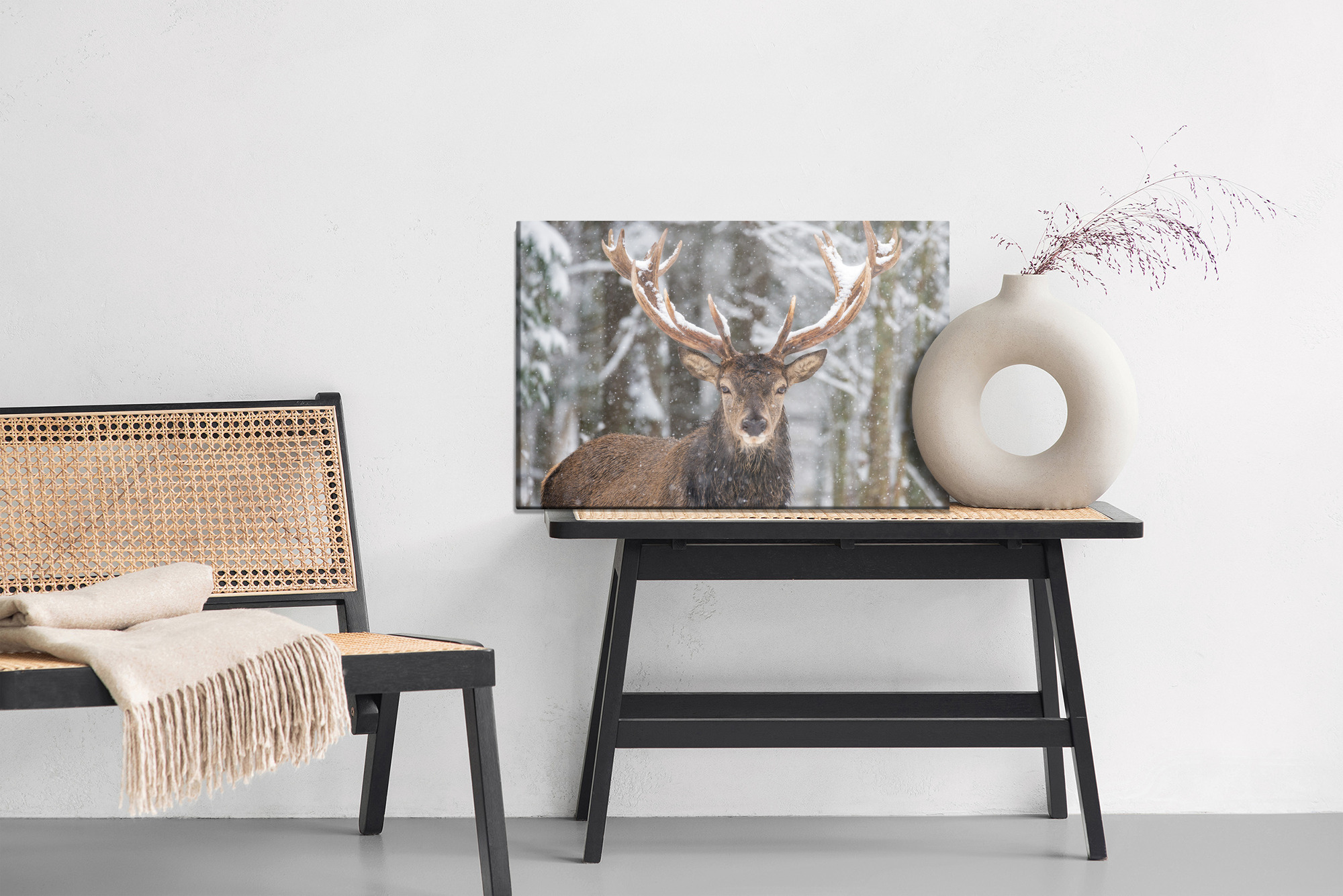 Forest canvas wall art: Deer in winter scenery – elegant living room decor - Image 7