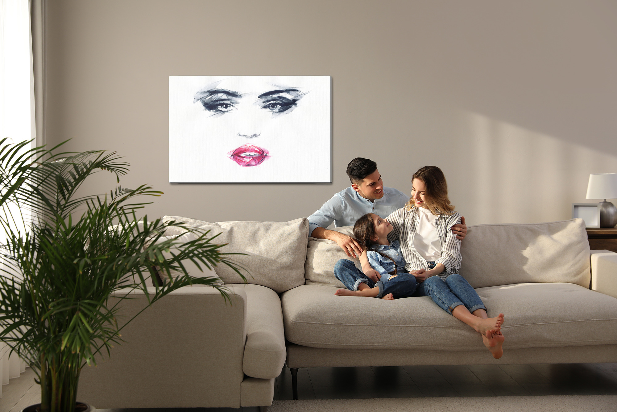 Female Face with Red Lips – Minimalist Canvas Wall Art - Image 7