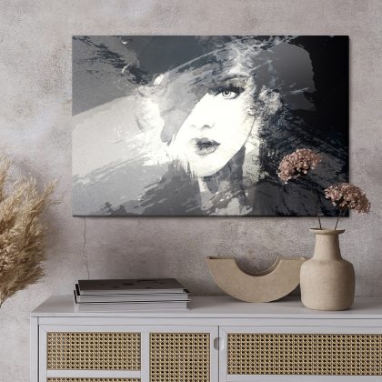 Canvas print black and white woman portrait