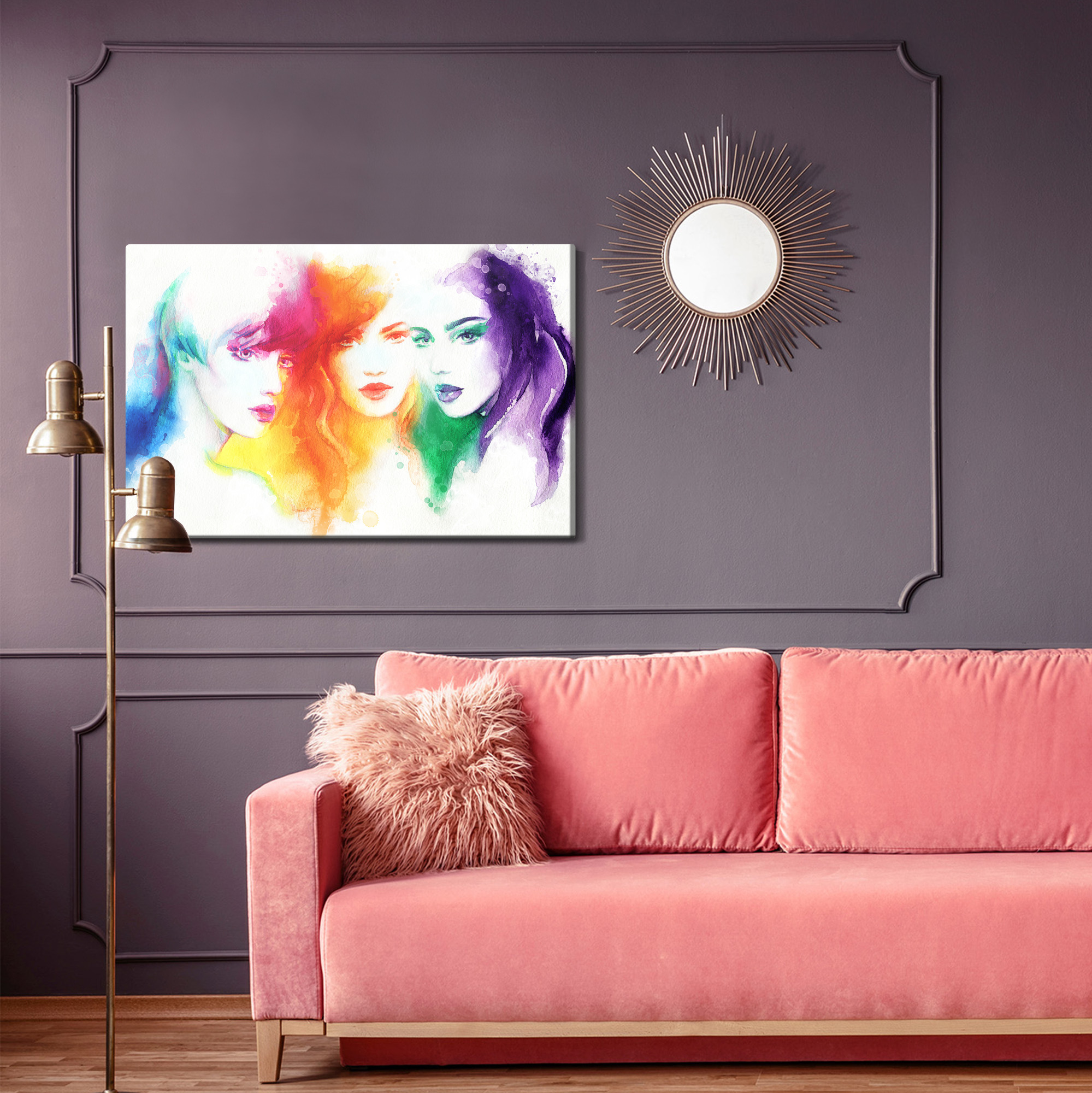 Colorful canvas art: Watercolor female portraits – perfect for the living room - Image 5