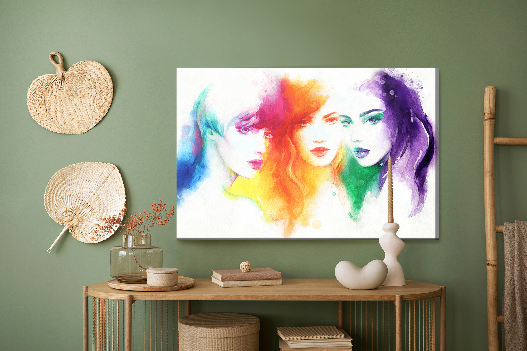Colorful canvas art: Watercolor female portraits – perfect for the living room - Image 6