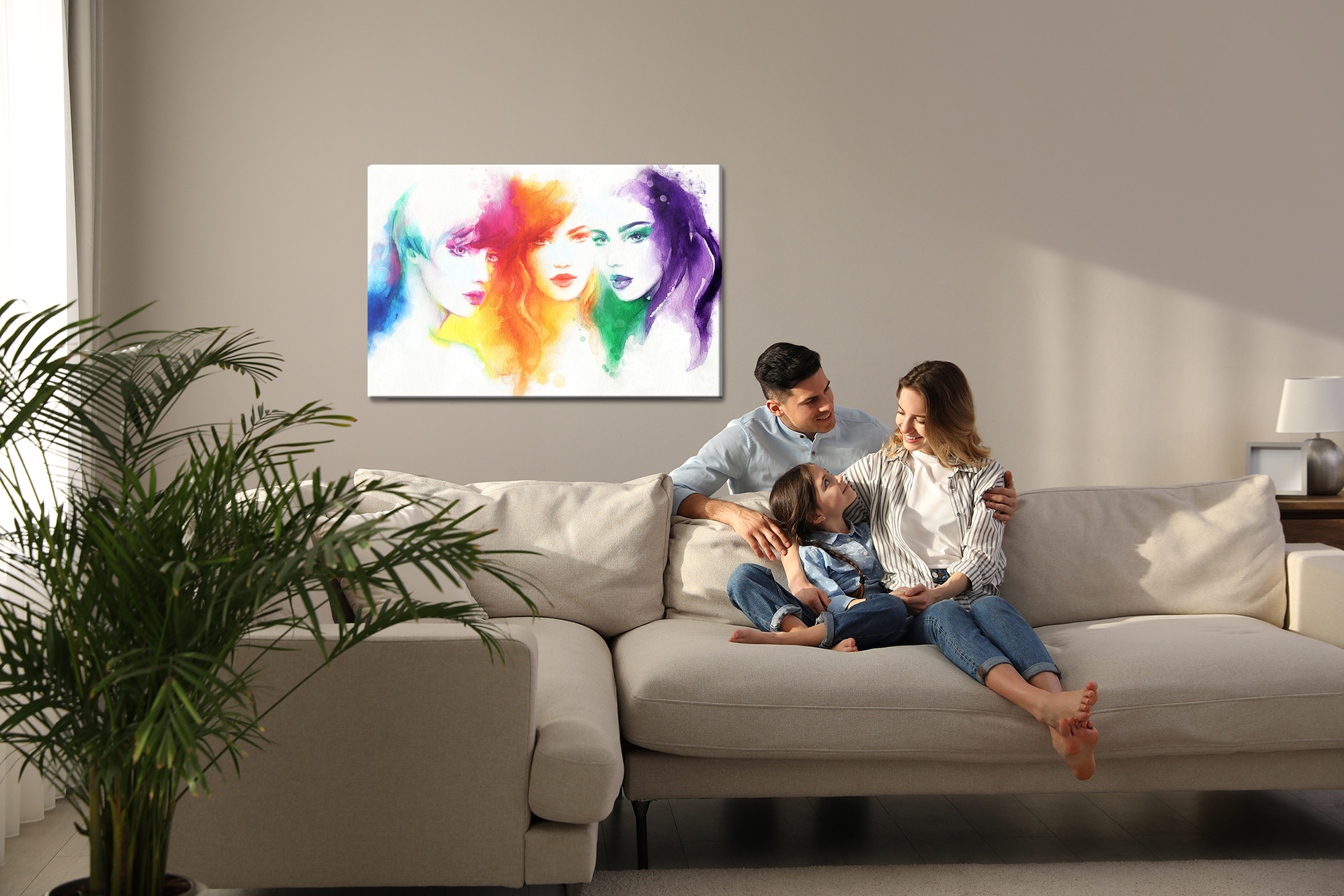 Colorful canvas art: Watercolor female portraits – perfect for the living room - Image 8