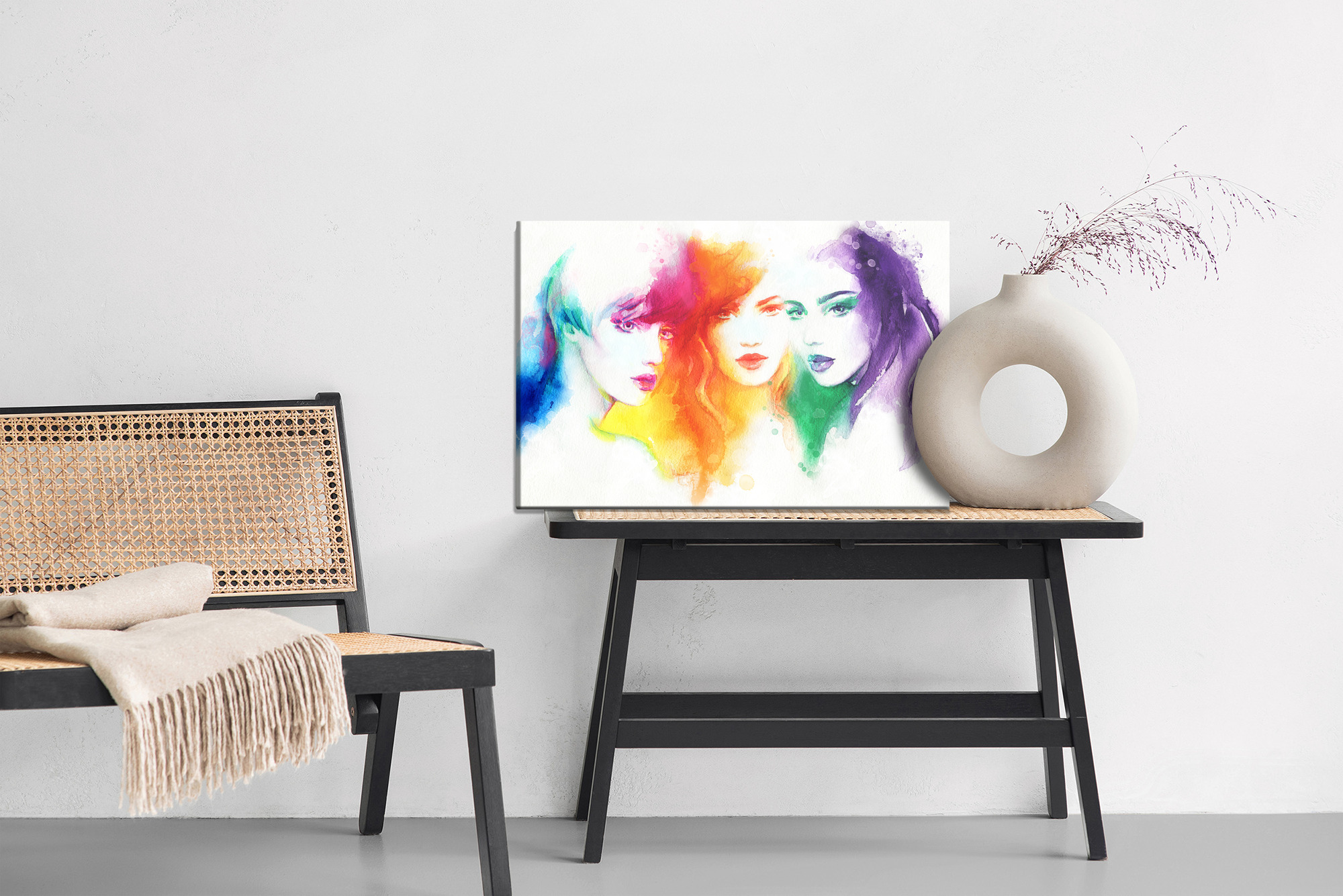 Colorful canvas art: Watercolor female portraits – perfect for the living room - Image 7