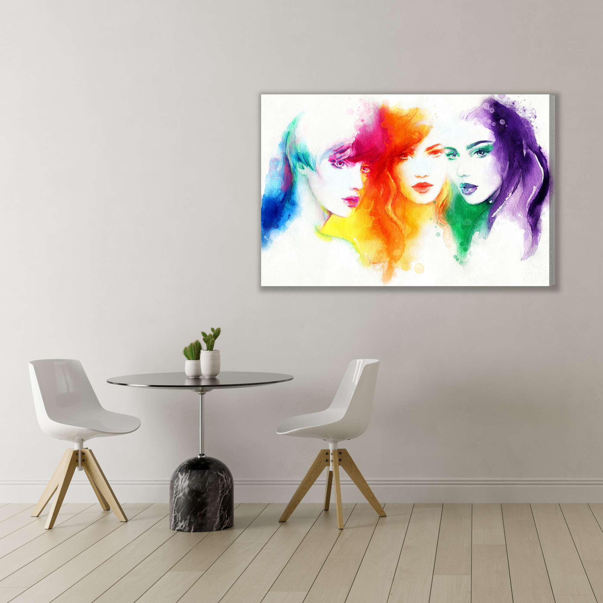 Colorful canvas art: Watercolor female portraits – perfect for the living room - Image 3