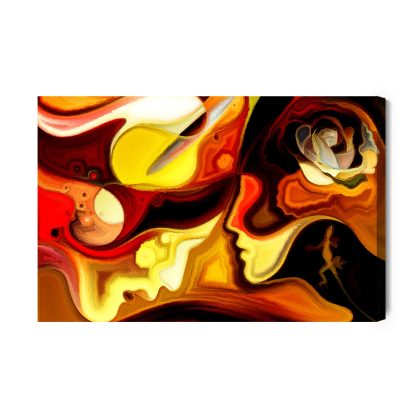 Canvas Wall Art: Abstract Human Faces in Warm Colors