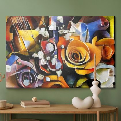 Modern Canvas Wall Art: Flowers in Brown and Orange Tones – Elegant Abstract for Living Room and Bedroom