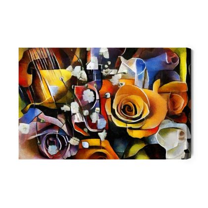 Modern Canvas Wall Art: Flowers in Brown and Orange Tones – Elegant Abstract for Living Room and Bedroom