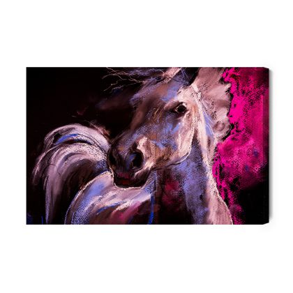 Modern canvas print: Artistic horse on a black background – perfect for living room and office