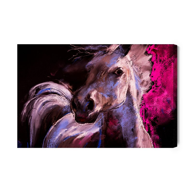 Modern canvas print: Artistic horse on a black background – perfect for living room and office
