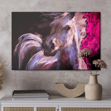 Modern canvas print: Artistic horse on a black background – perfect for living room and office