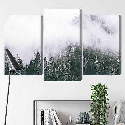 Misty Forest Triptych – Canvas Art for Living Room