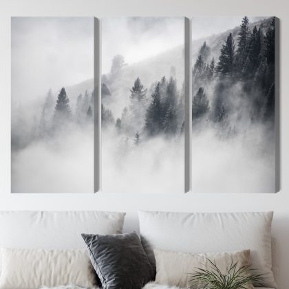 Misty Mountain Forest – Triptych Canvas Wall Art