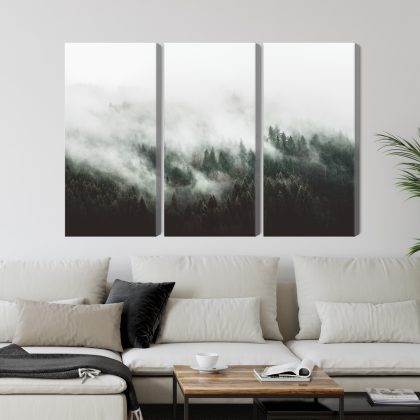 Misty Morning Forest - Triptych Canvas Wall Art