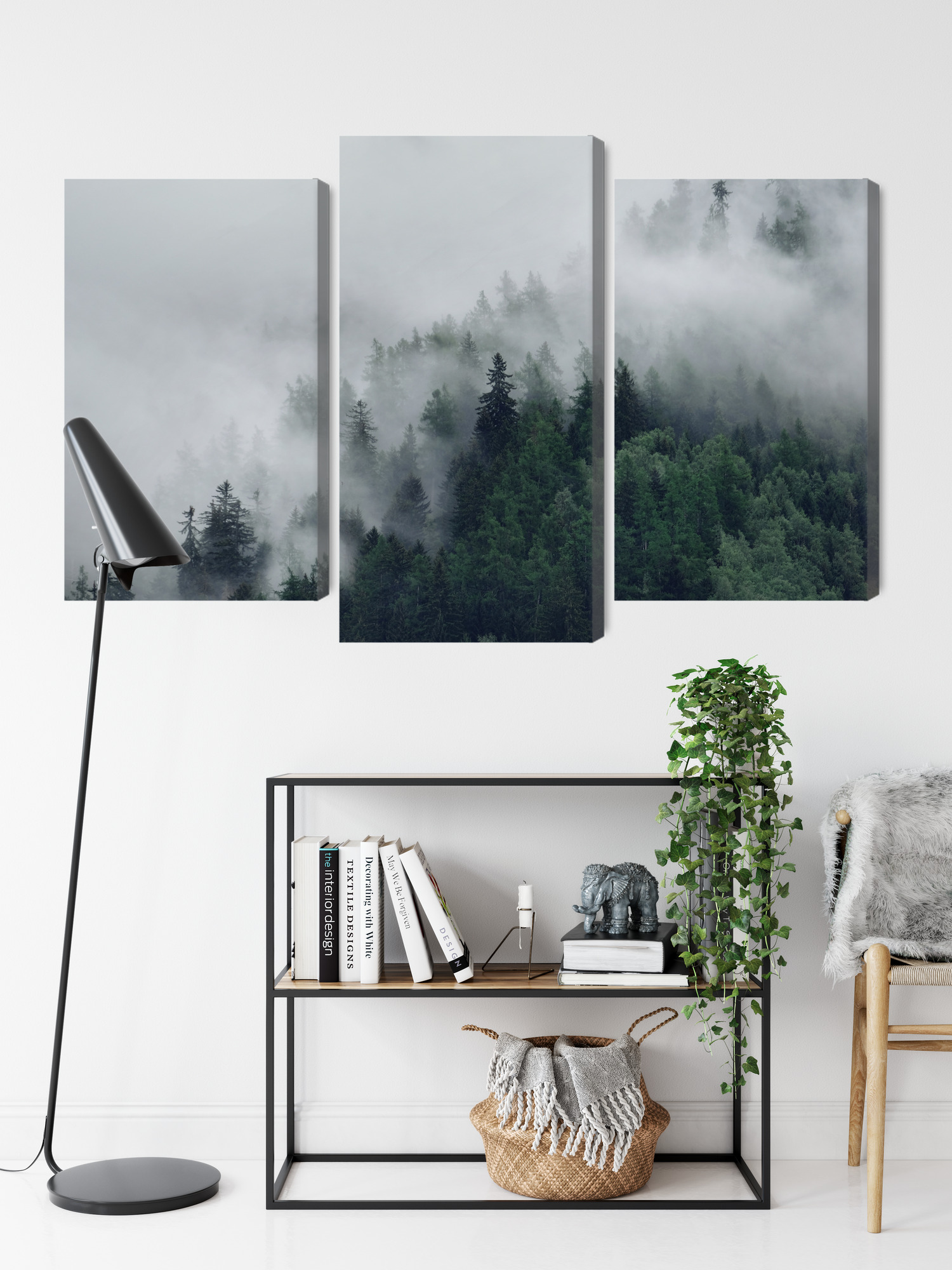 Misty Mountain Forest - Triptych Canvas Wall Art - Image 8