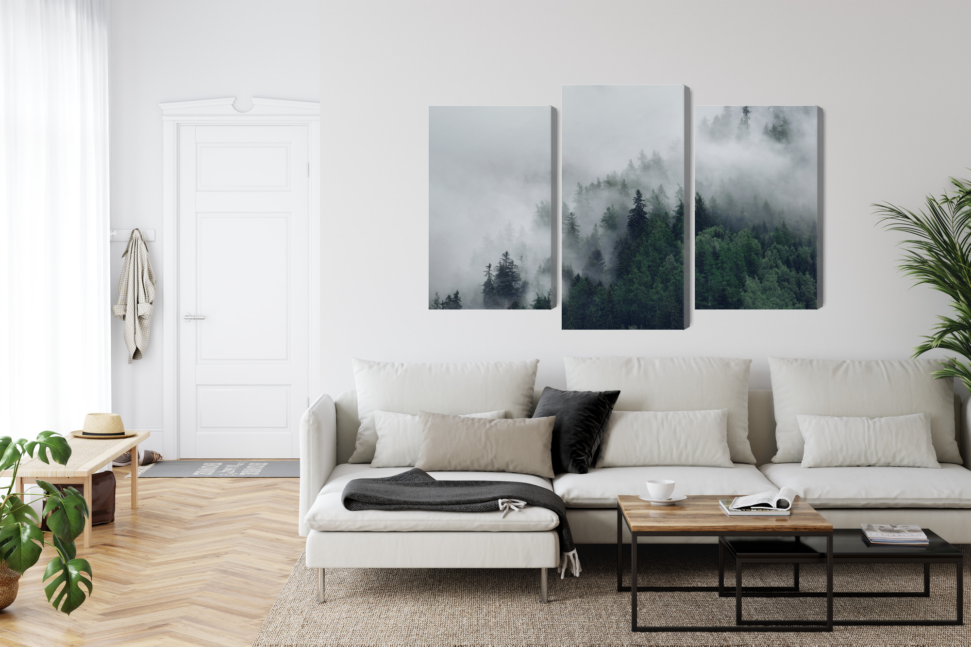 Misty Mountain Forest - Triptych Canvas Wall Art - Image 5