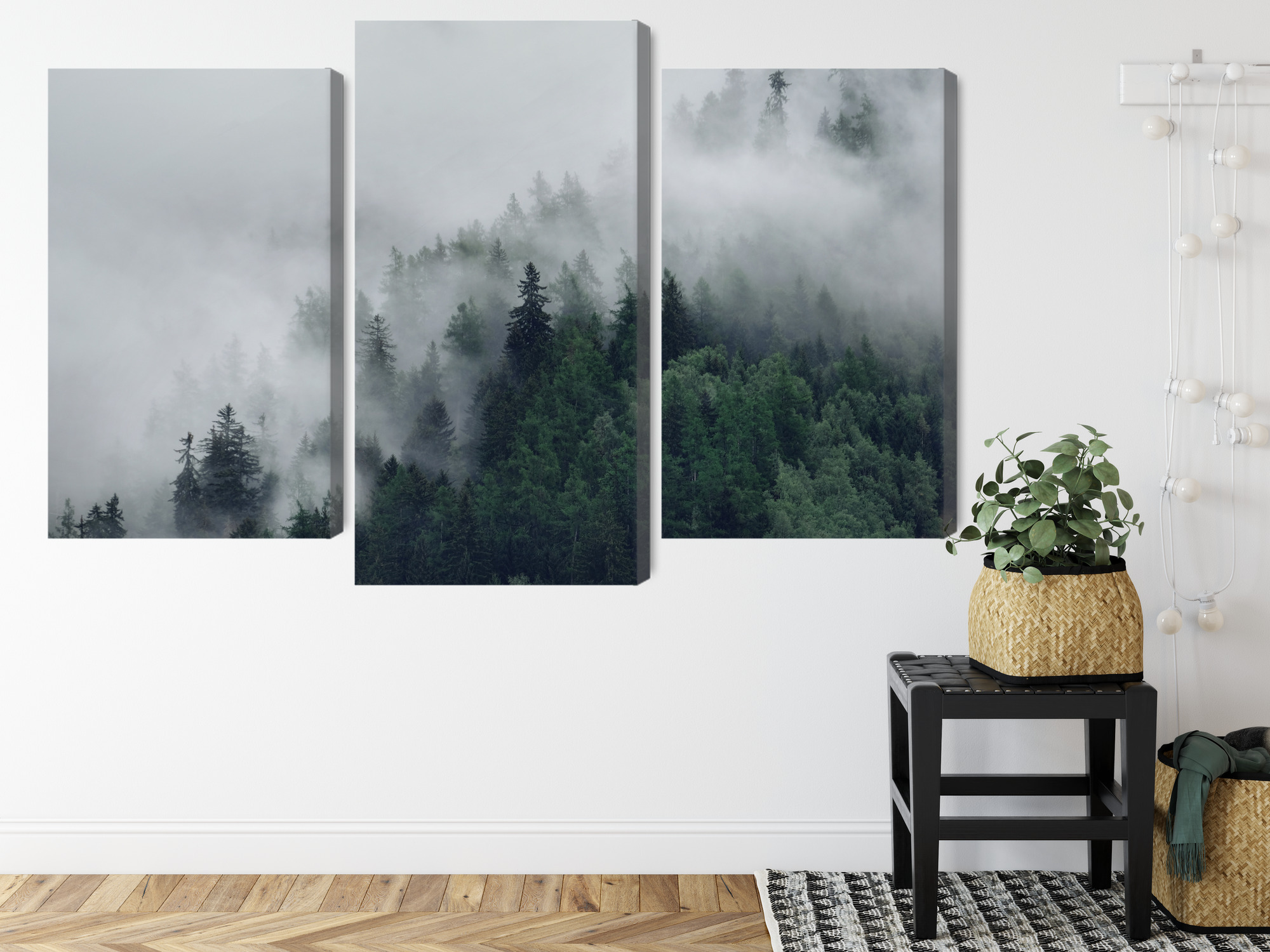 Misty Mountain Forest - Triptych Canvas Wall Art - Image 7