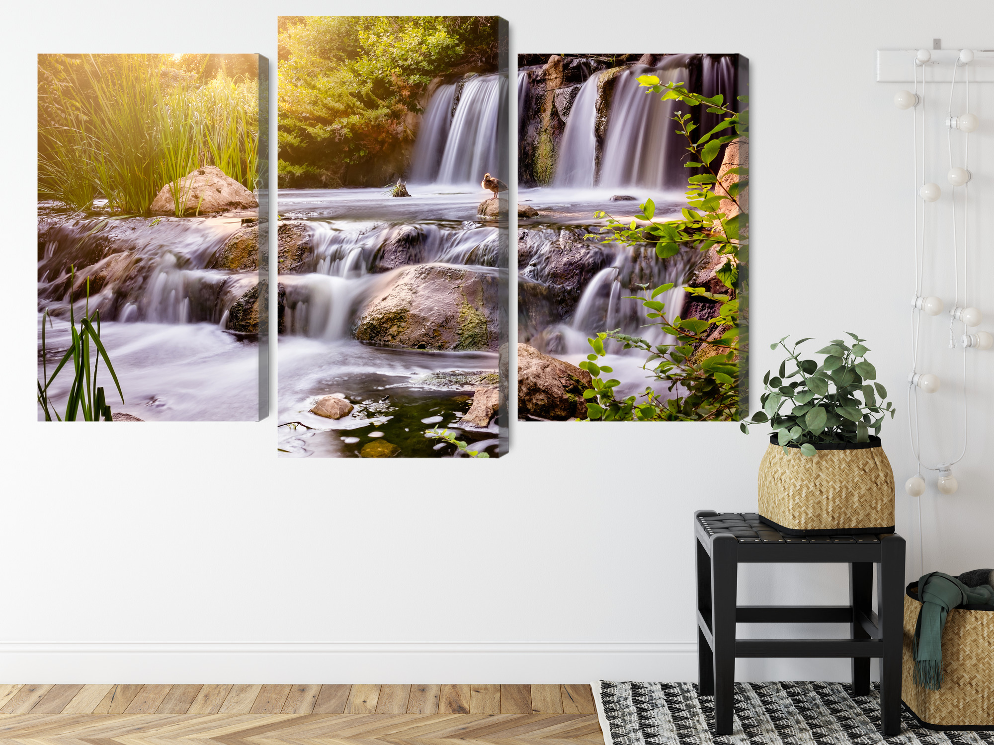 Sunlit Waterfall Triptych – Canvas Wall Art - Image 8
