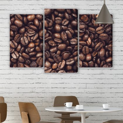 Coffee Beans Close-Up – Triptych Canvas Wall Art
