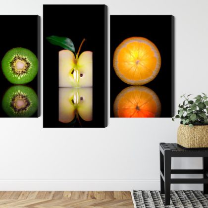 Fruit on Black Triptych – Canvas Wall Art for Kitchen