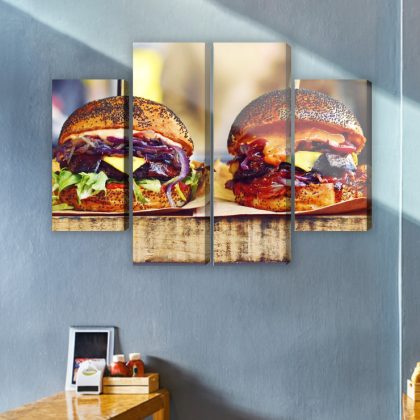 Multi-Panel Canvas Wall Art Vegan Burgers
