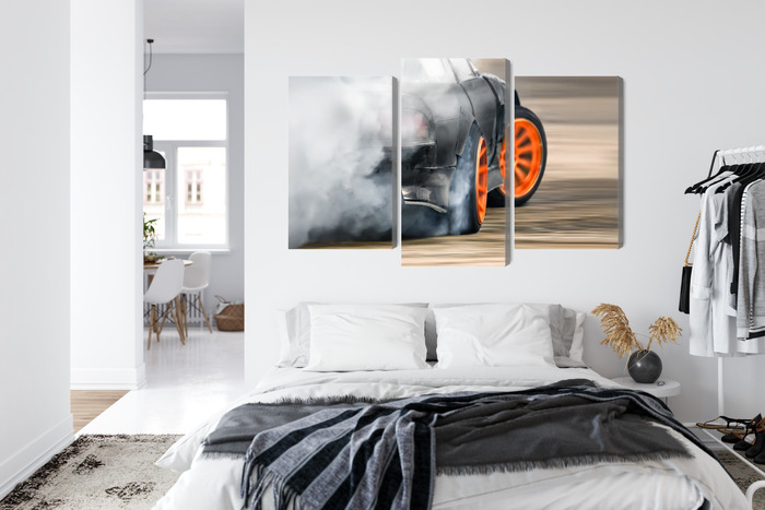Drift and Tire Smoke - Triptych Canvas Wall Art - Image 7