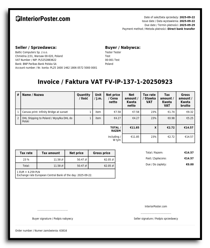 Invoice example