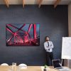Obraz na płótnie: Czerwony most nocą – industrialny klimat i światło na tle ciemnego nieba - obrazek 2