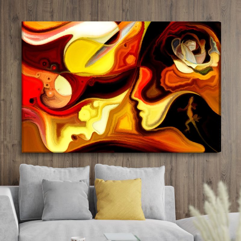 Canvas Wall Art: Abstract Human Faces in Warm Colors