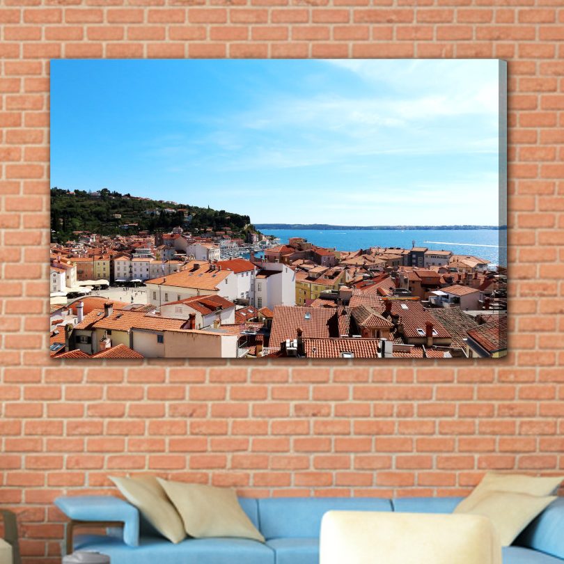 Modern Canvas Print: Mediterranean Townscape – ideal for living room and office