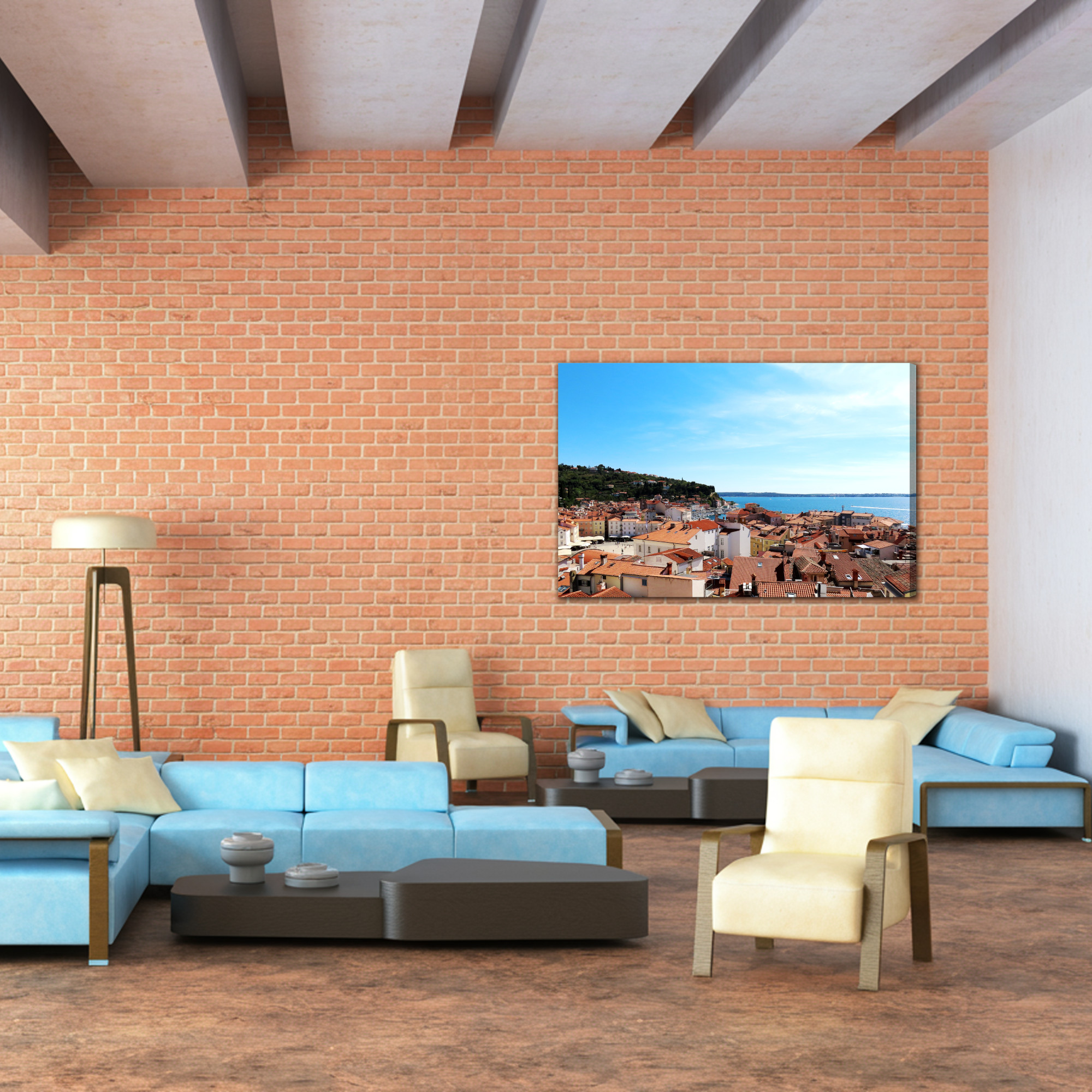 Modern Canvas Print: Mediterranean Townscape – ideal for living room and office - Image 3