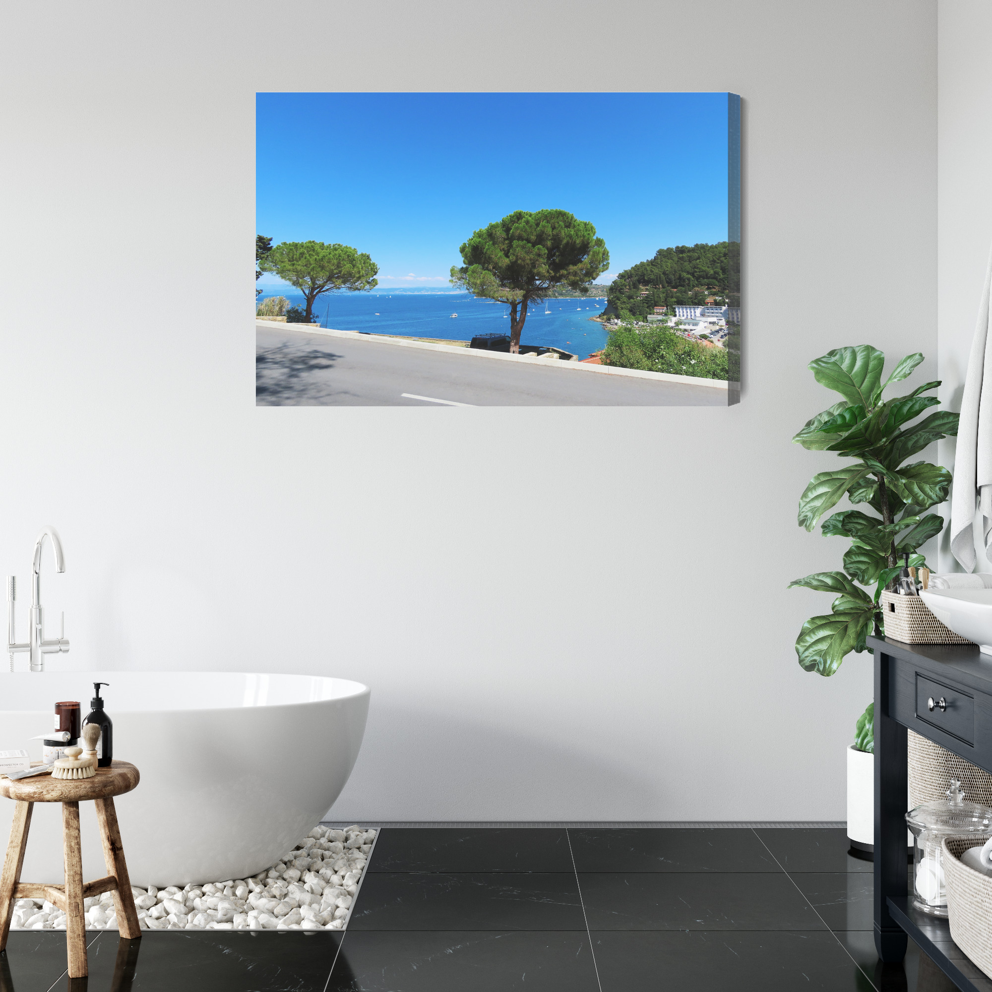 Canvas Print: Pines above an Azure Bay – sails and light for living room and office - Image 5