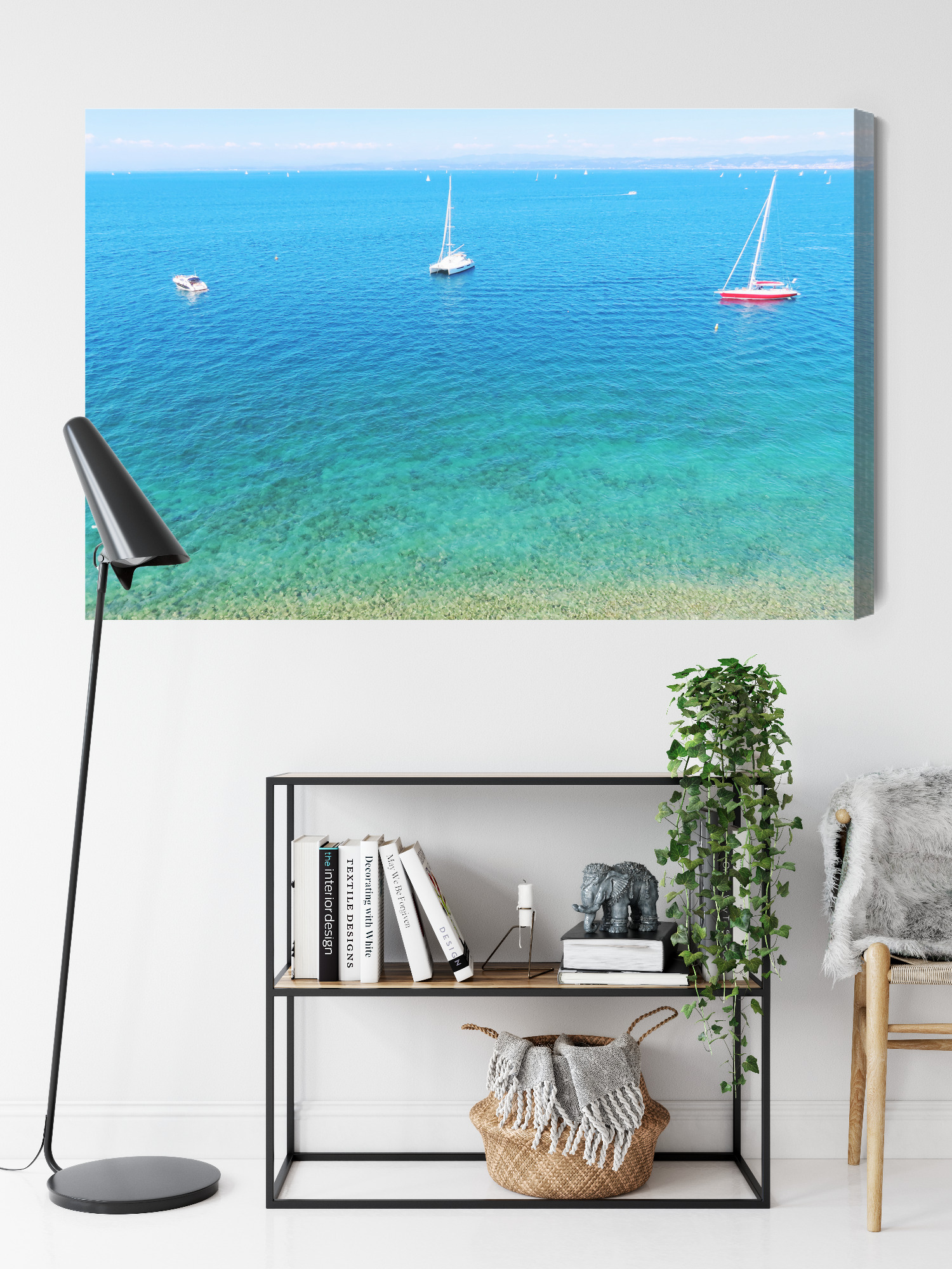 Modern Canvas Print: Turquoise Sea with Sailboats – ideal for living room and office - Image 10