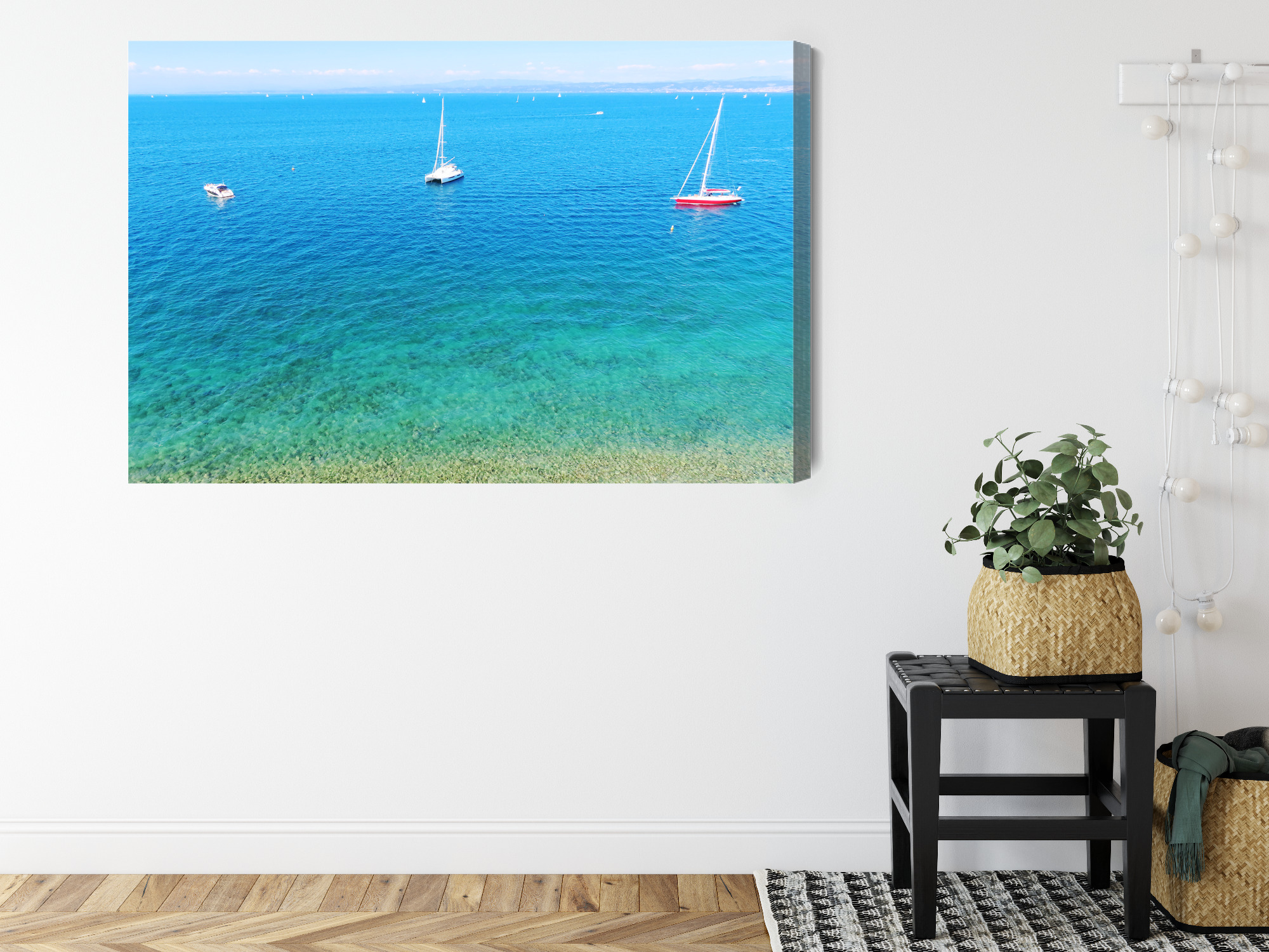 Modern Canvas Print: Turquoise Sea with Sailboats – ideal for living room and office - Image 9