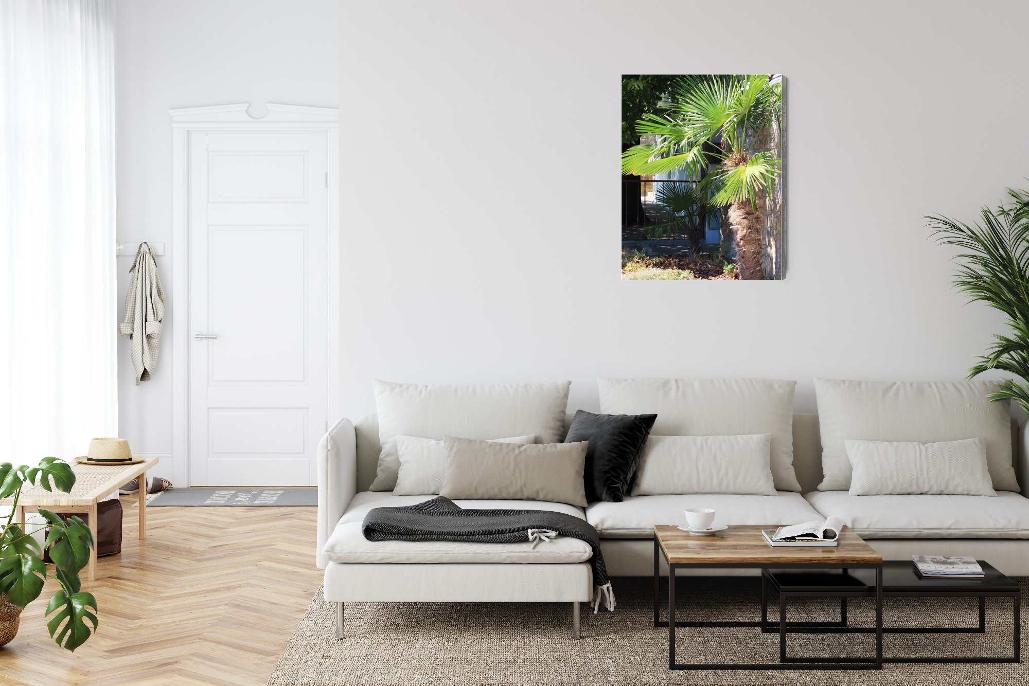 Tropical Palm by a Stone Wall – canvas print for living room - Image 7