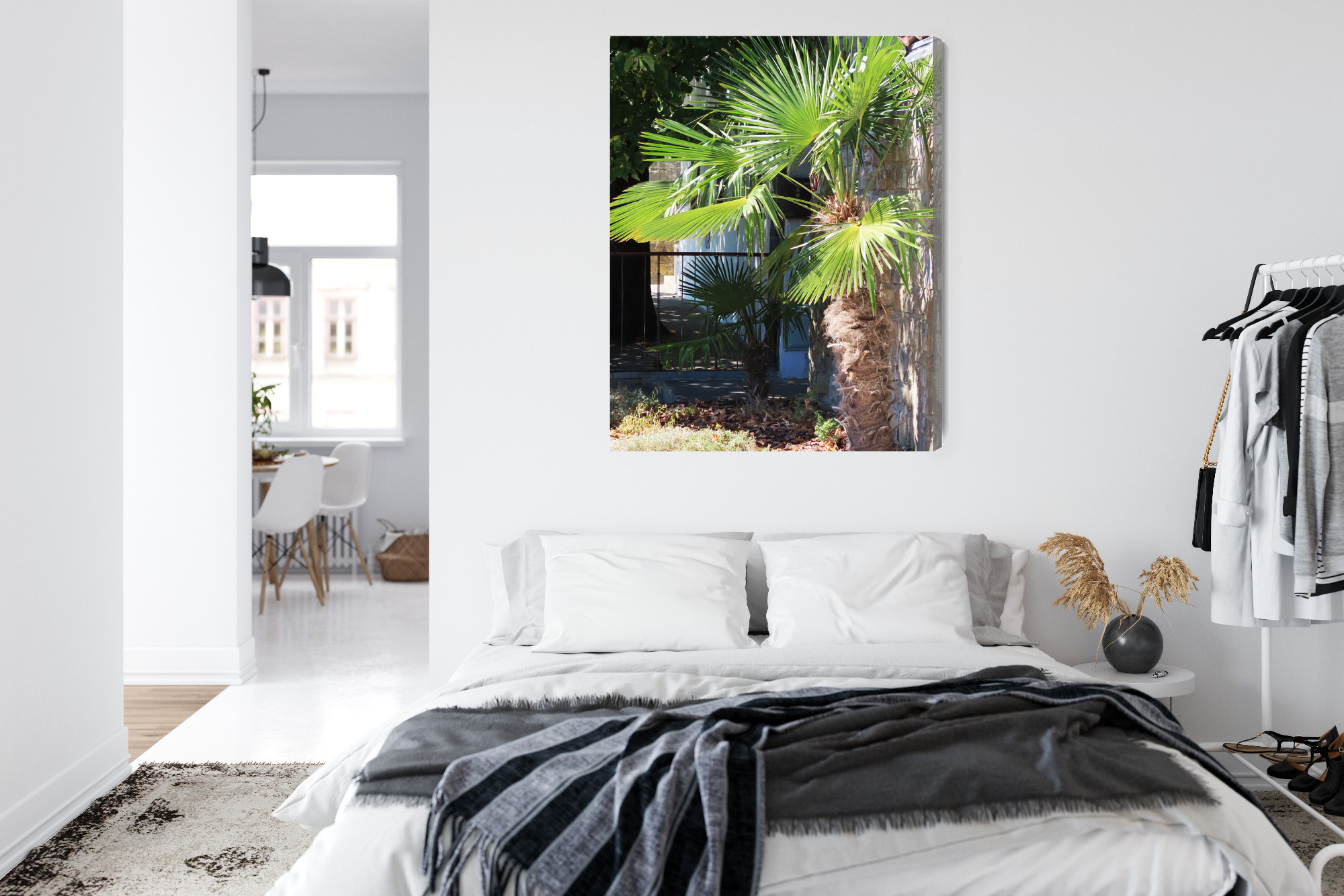 Tropical Palm by a Stone Wall – canvas print for living room - Image 8