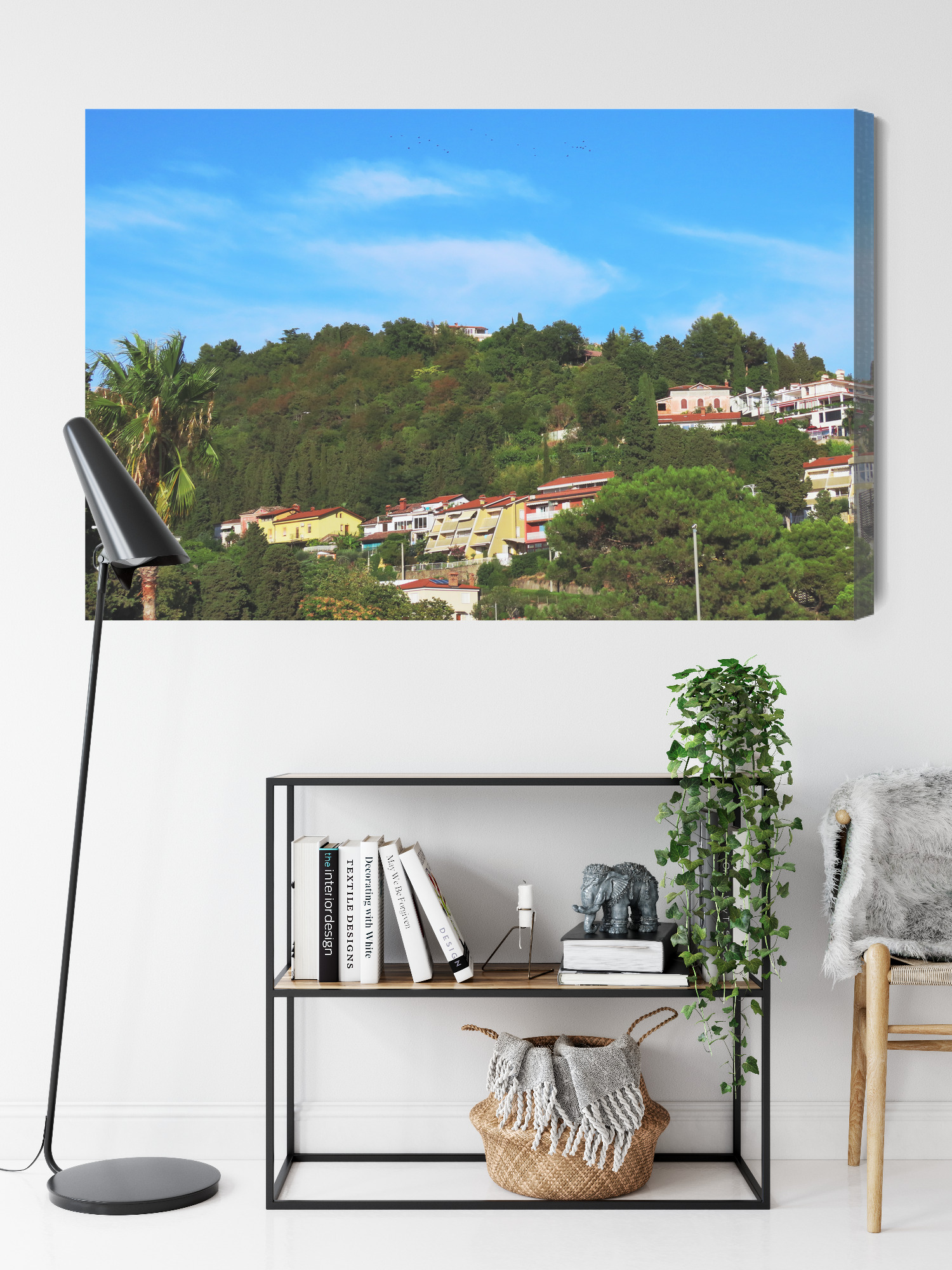 Mediterranean Canvas Print: Green Hillside & Houses – for living room & office - Image 10
