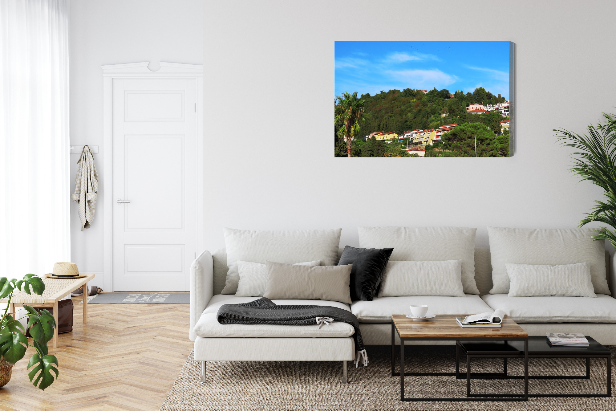 Mediterranean Canvas Print: Green Hillside & Houses – for living room & office - Image 7