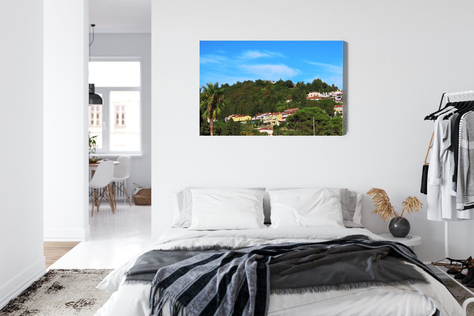 Mediterranean Canvas Print: Green Hillside & Houses – for living room & office - Image 8