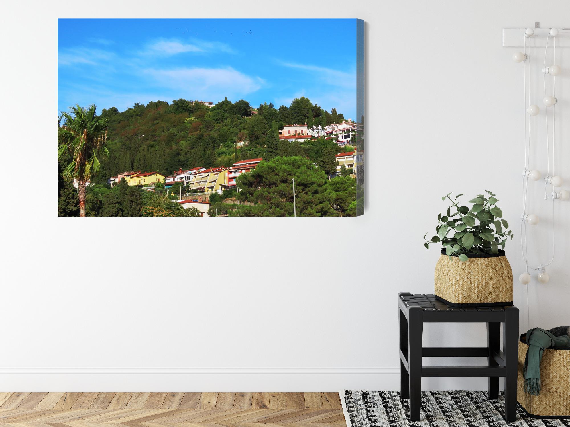 Mediterranean Canvas Print: Green Hillside & Houses – for living room & office - Image 9