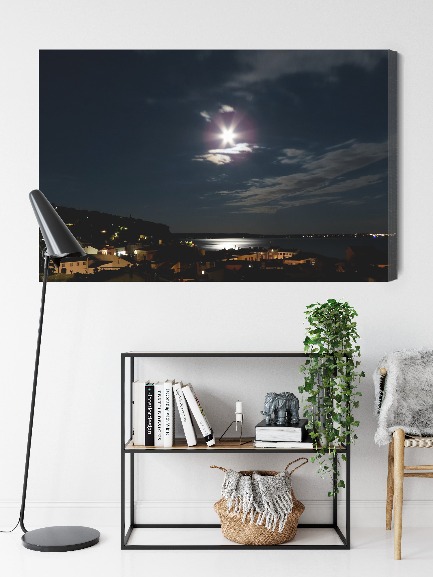 Modern Canvas Print: Moonlit Bay Night – ideal for living room and office - Image 9