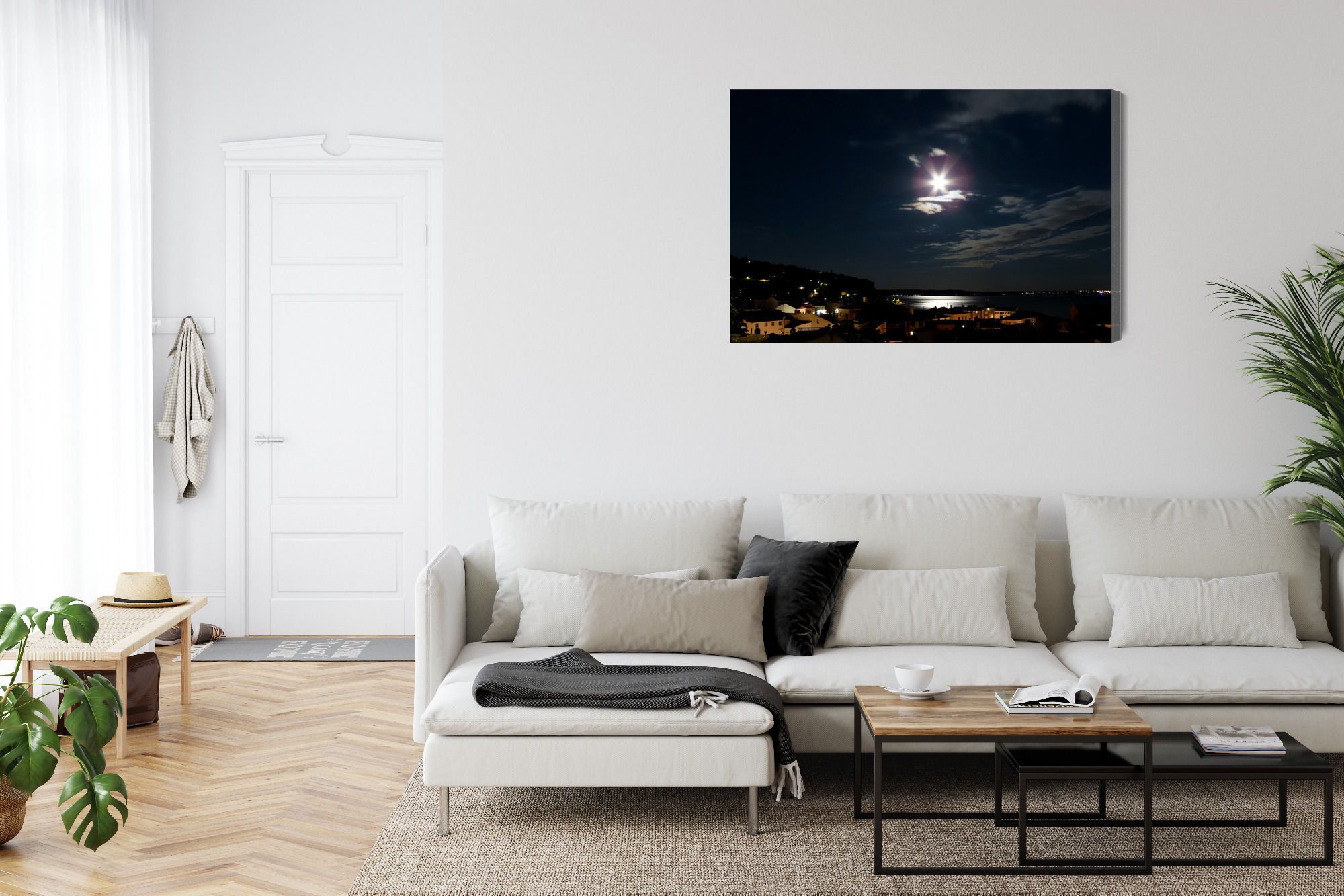 Modern Canvas Print: Moonlit Bay Night – ideal for living room and office - Image 6