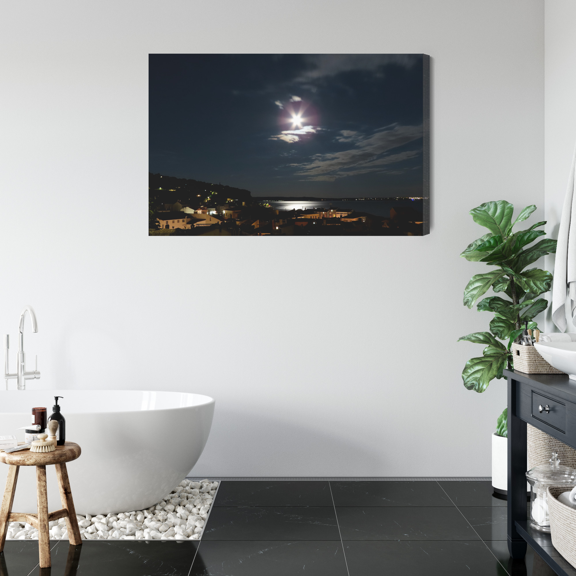 Modern Canvas Print: Moonlit Bay Night – ideal for living room and office - Image 5