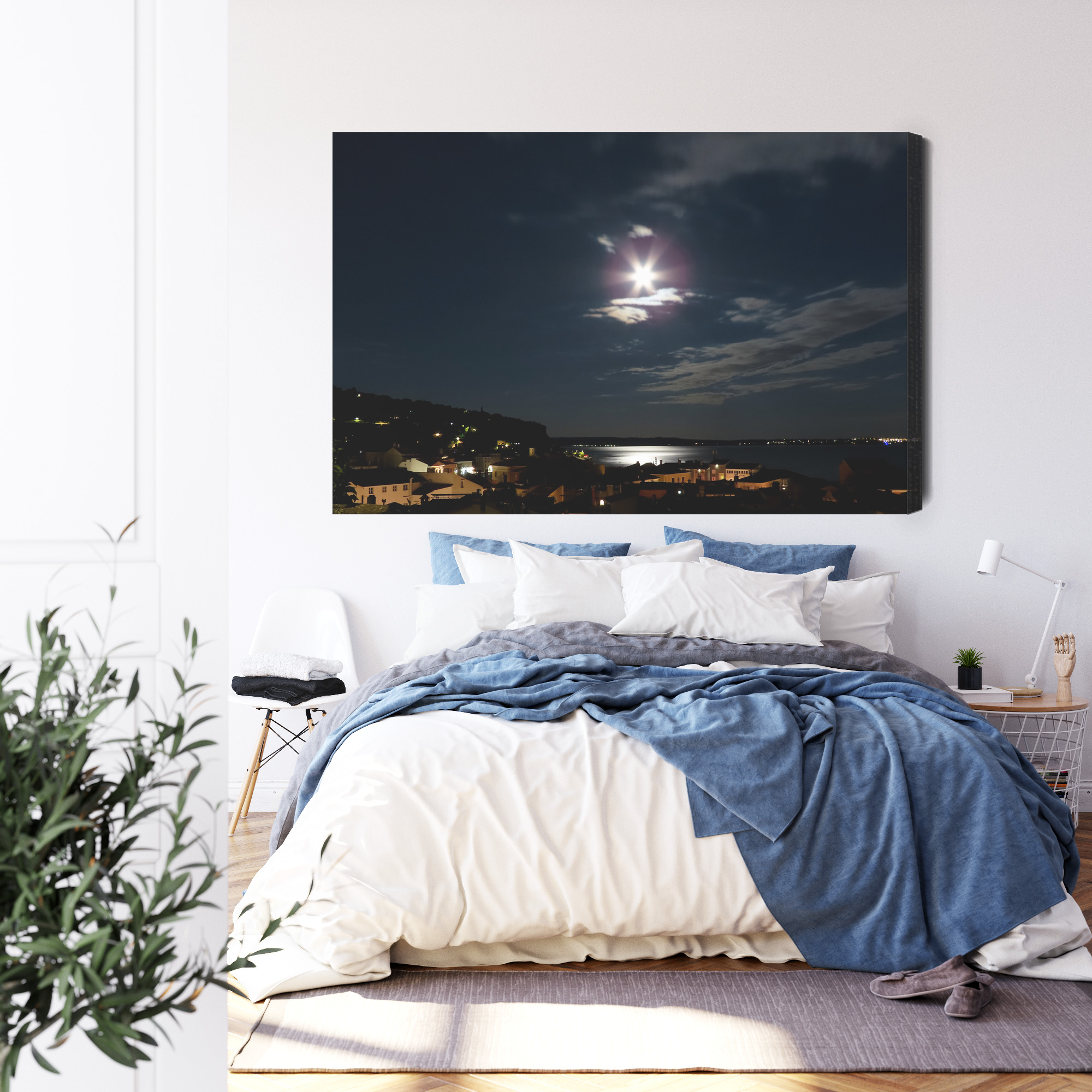 Modern Canvas Print: Moonlit Bay Night – ideal for living room and office - Image 3