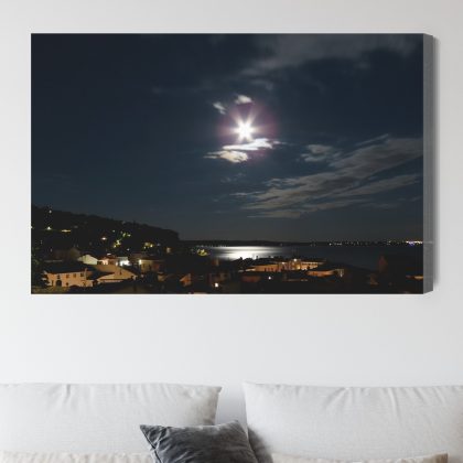 Modern Canvas Print: Moonlit Bay Night – ideal for living room and office