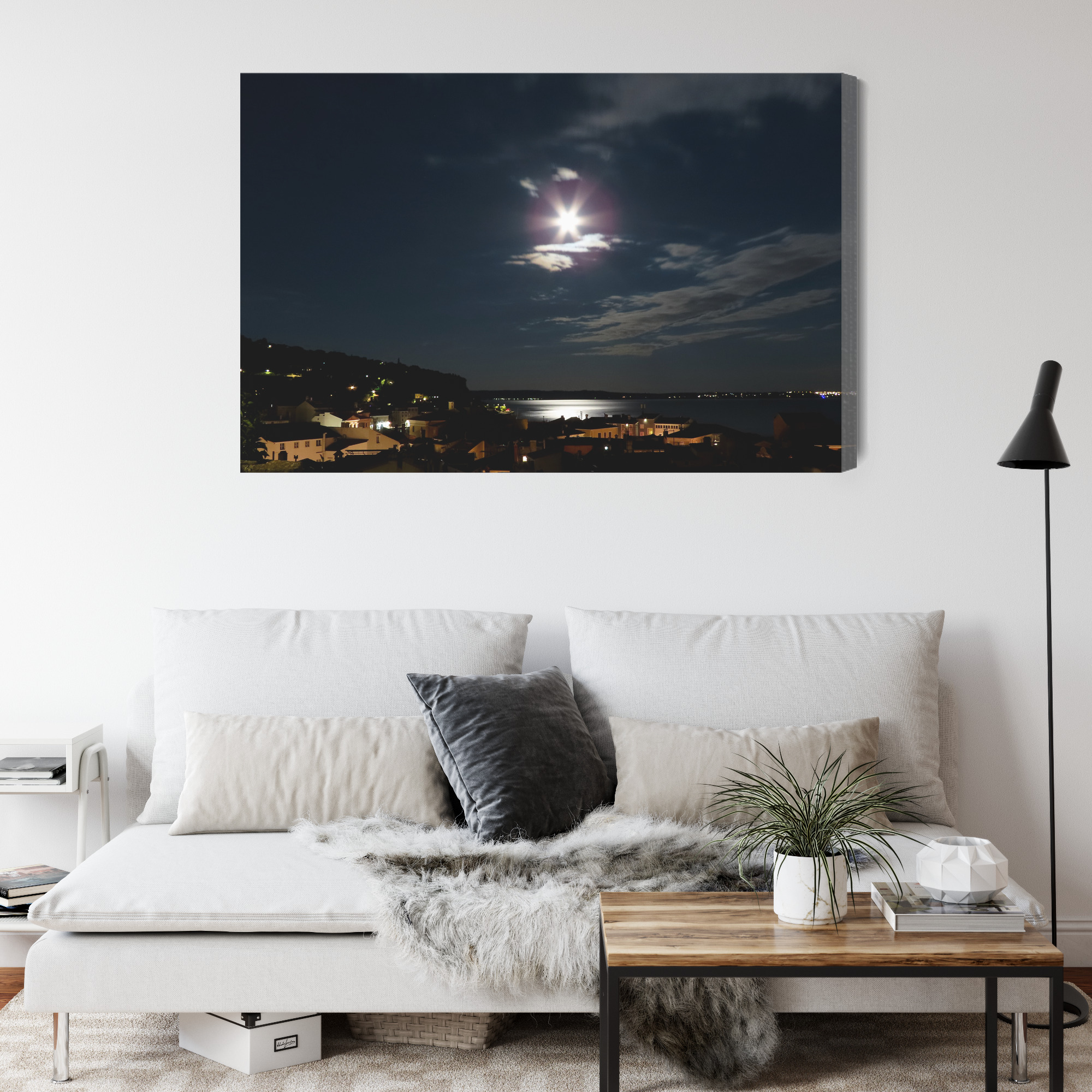 Modern Canvas Print: Moonlit Bay Night – ideal for living room and office - Image 4