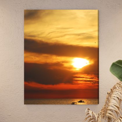 Elegant Canvas Print: Fiery Sunset over the Sea – for Living Room