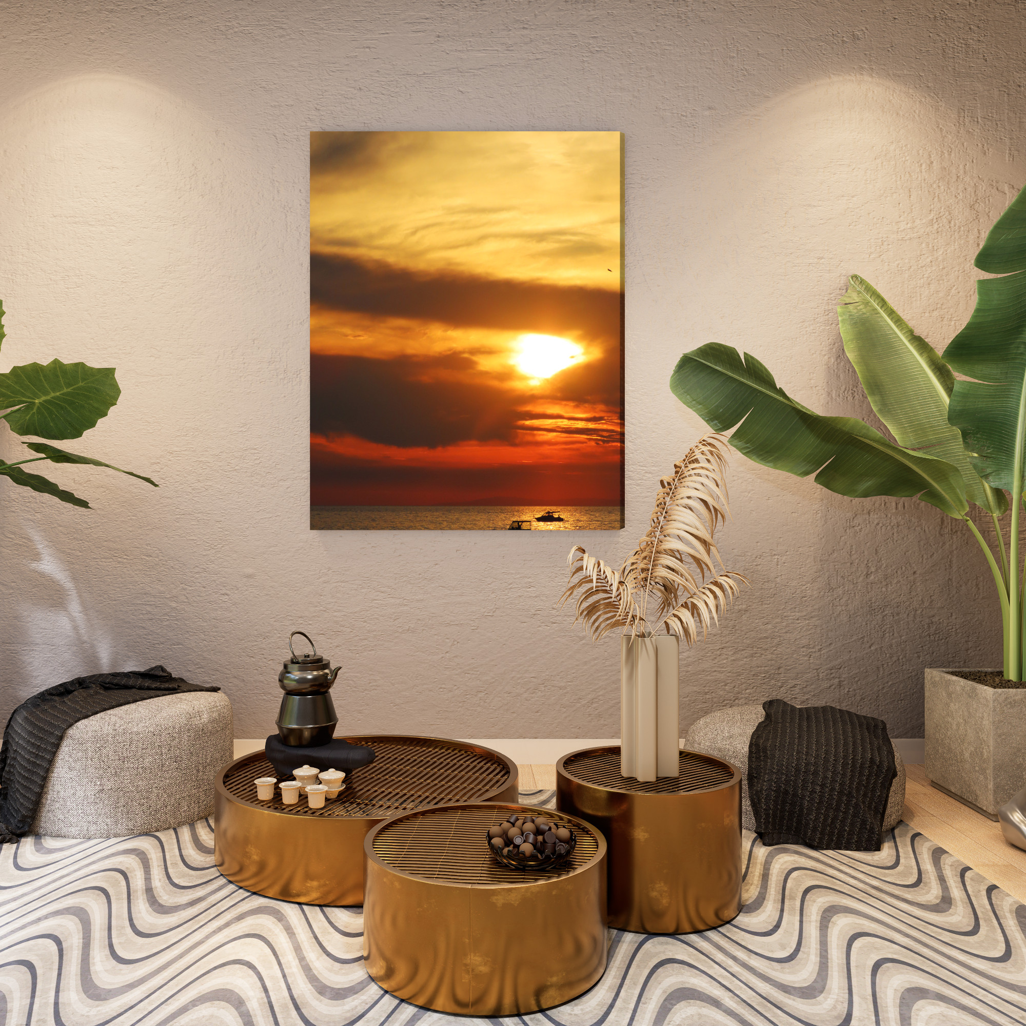 Elegant Canvas Print: Fiery Sunset over the Sea – for Living Room - Image 3