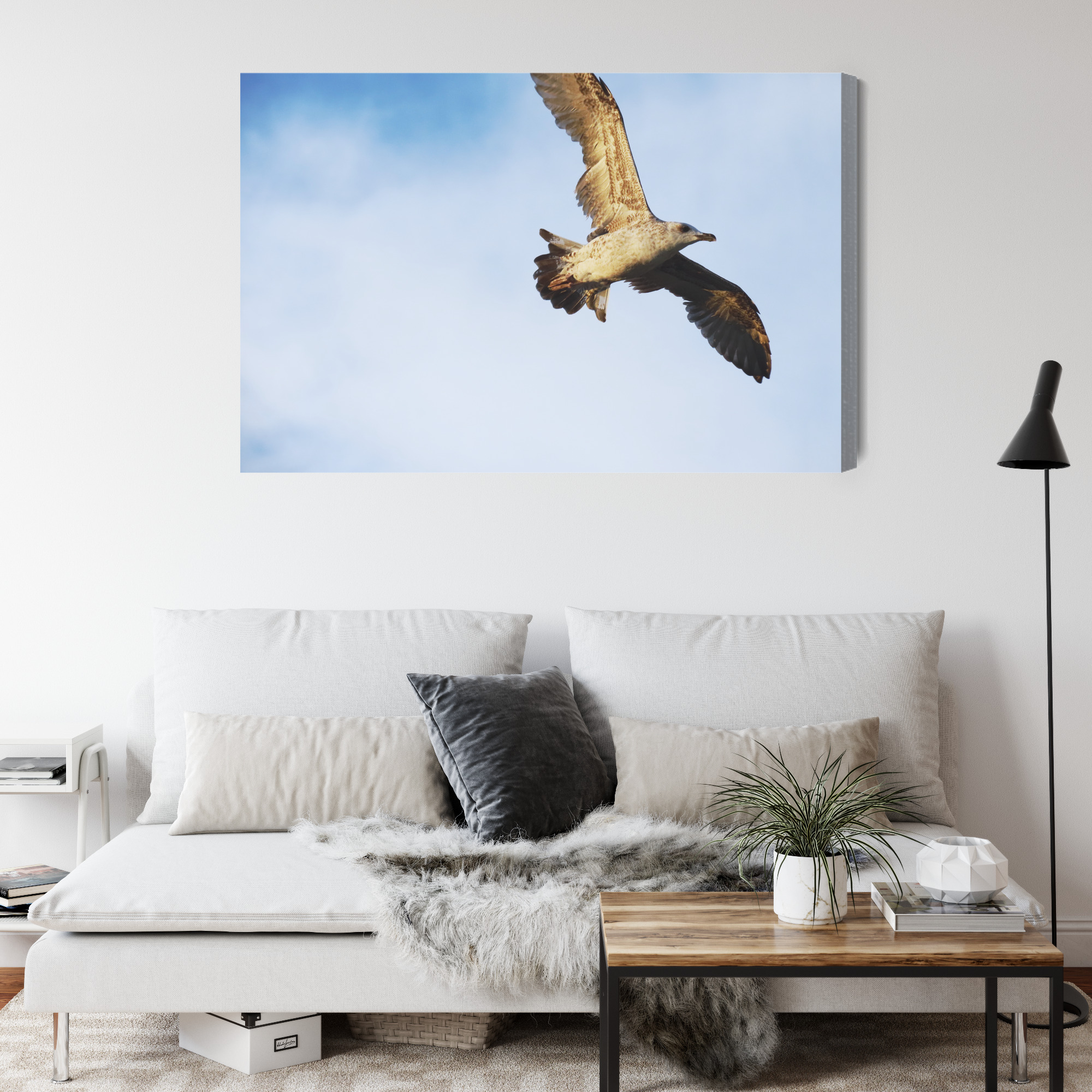Dynamic Canvas Print: Seagull in Flight Against the Sky – for living room & office - Image 4