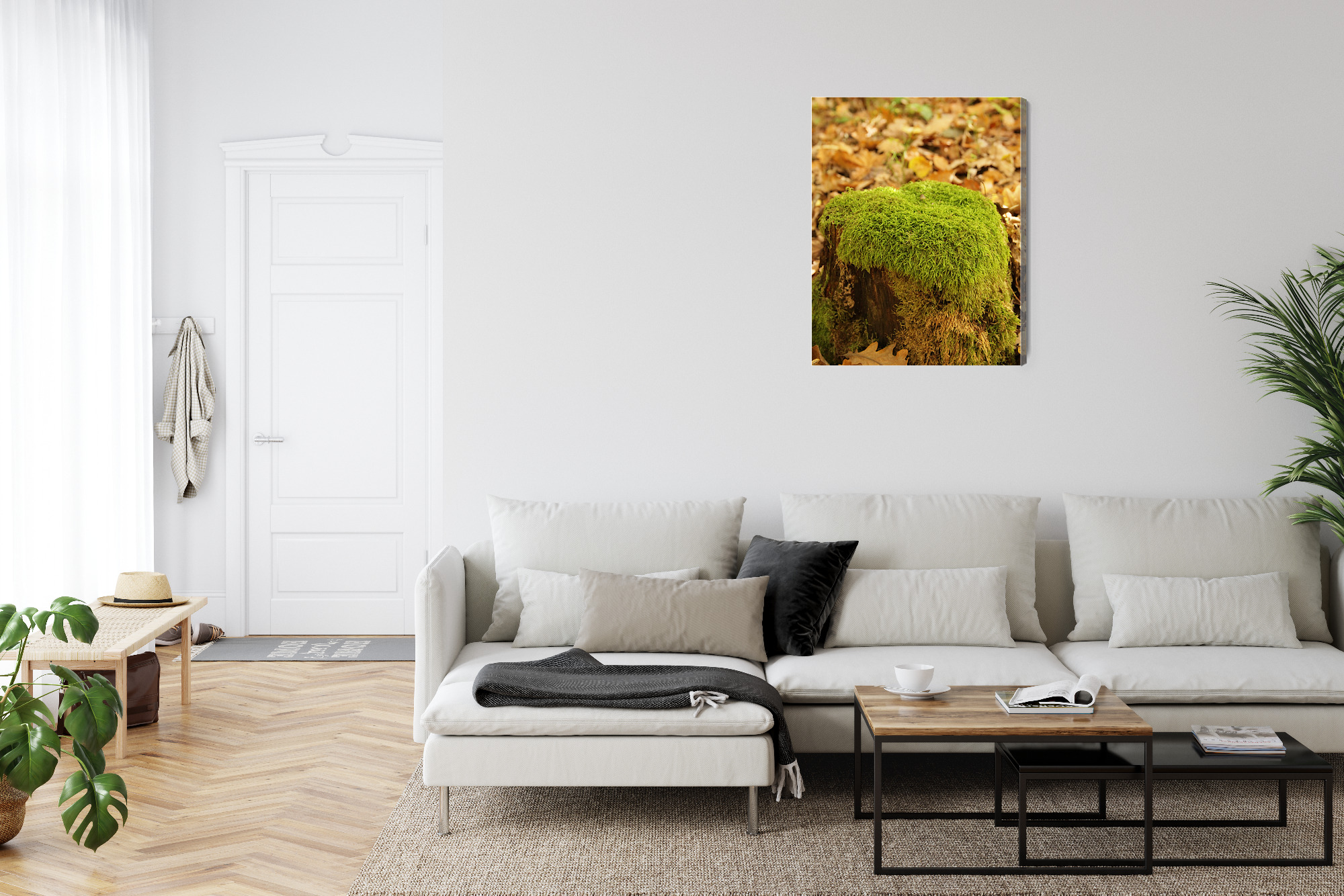 Natural Canvas Print: Moss on a Stump – for living room & bedroom - Image 7